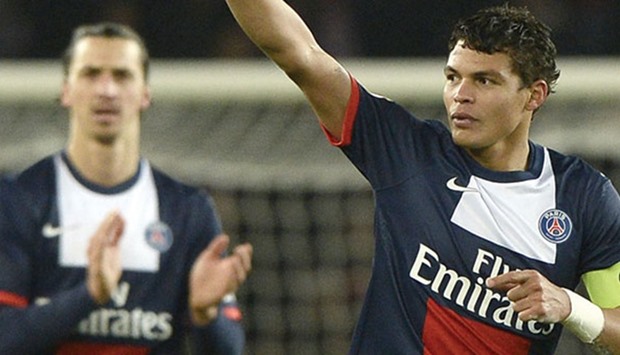 PSG stars Thiago Silva (R) and Zlatan Ibrahimovic.