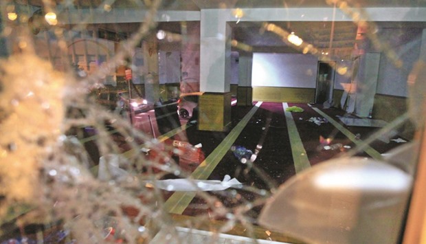 A picture taken on Friday shows a devastated prayer room in Ajaccio, after protesters vandalised it.