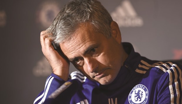 File picture of former Chelsea manager Jose Mourinho during a press conference.