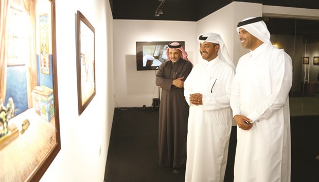 The exhibition features the works of Qatari artist Hassan Boujassoum.