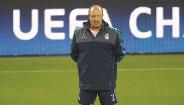 File picture of Real Madrid coach Rafael Benitez conducting a training at the Parc des Princes stadium in Paris, France.