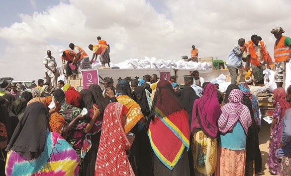 Distribution of aid in Obock, Djibouti.