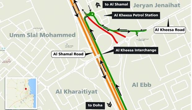 Ashghal map shows the closure