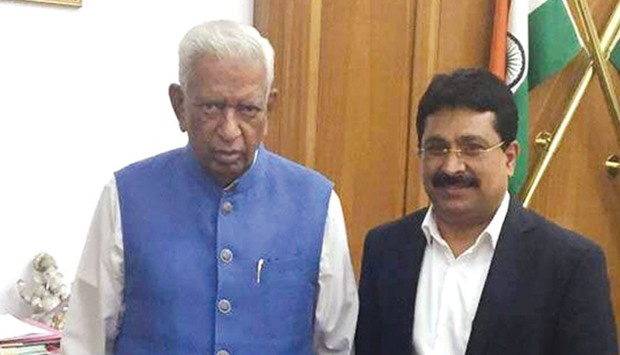 Quality Groupu2019s Shamsudheen Olakara with Karnataka Governor Vajubai Vala.