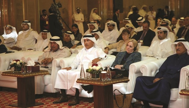 HE al-Emadi and other dignitaries during the u20182nd Annual US-Qatar Economic and Investment Dialogueu2019 held in Doha.