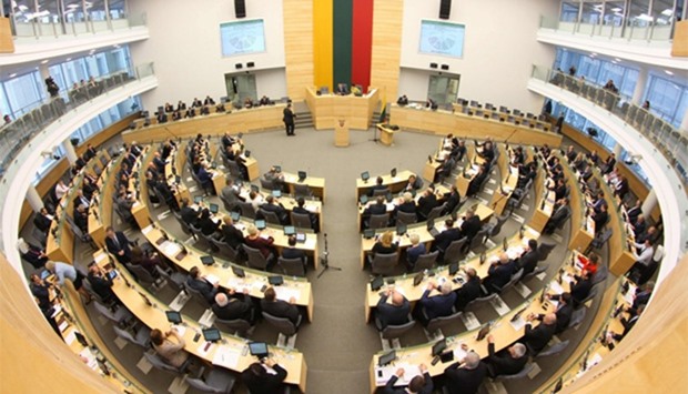 Lithuanian parliament during a swearing-in ceremony of the country's new Prime Minister and his cabinet