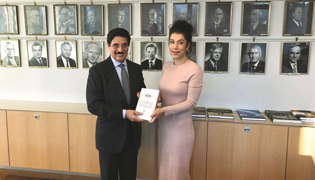 HE Dr Hamad bin Abdulaziz al-Kuwari with Norwegian State Secretary and Deputy Minister of Foreign Affairs, Laila Bokhari.