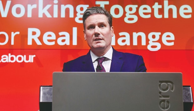 Labour Party shadow secretary of state for exiting the European Union (Brexit), Keir Starmer, delivers a speech on Labouru2019s priorities for Brexit negotiations in the city of London yesterday.