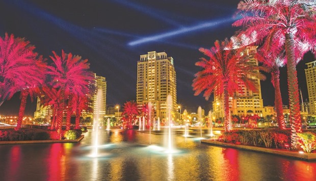 A well-lit and decorated location at The Pearl-Qatar lures visitors to witness the National Day celebrations from December 15 to 18.
