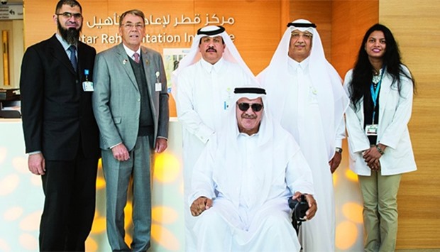 HMC officials with Qatari patient Jassim Mohamed Ali Abdulla - the first to be seen at QRIu2019s outpatient clinics.