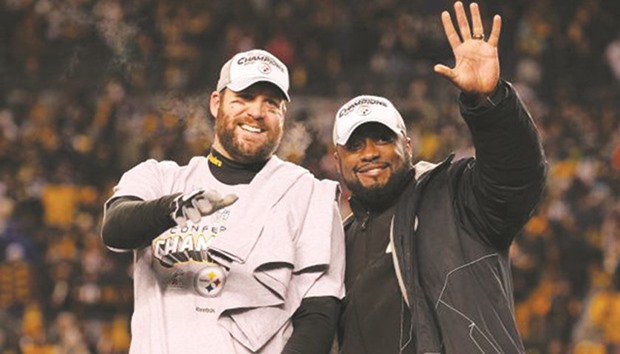 Mike Tomlin with Ben Roethlisberger.