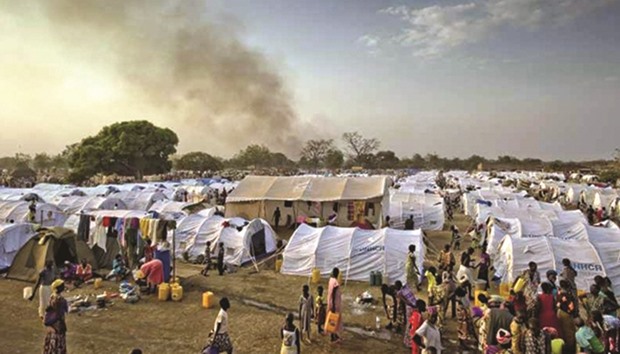 Refugees seen at the Dzaipi transit centre in northern Uganda set up by the UNHCR.