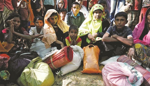 Rohingya refugees who recently arrived in Ukhia area of Coxu2019s Bazar district.