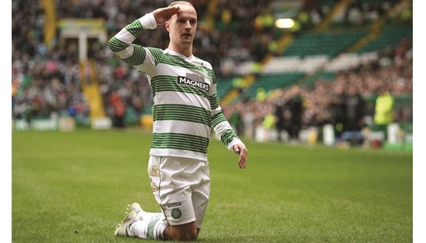 Leigh Griffiths scored the opening goal for Celtic in first half stoppage-time.