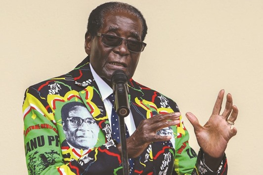 Robert Mugabe speaks during the opening of a community information centre alongside the partyu2019s annual conference in Masvingo yesterday.