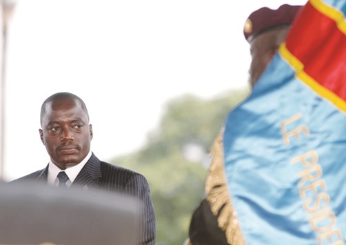 This file photo taken on December 6, 2006 shows Kabila pausing during his inauguration ceremony in Kinshasa.