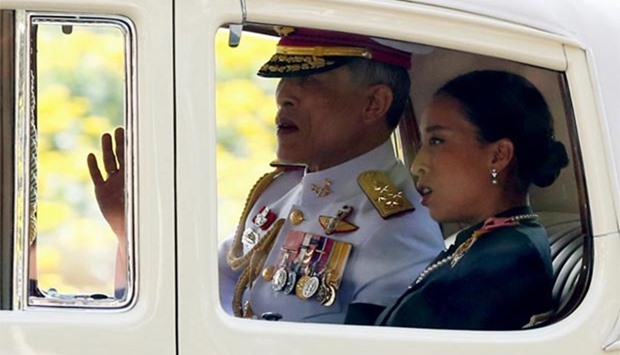 Thailand's new King Maha Vajiralongkorn Bodindradebayavarangkun is seen on his way out from the Grand Palace in Bangkok on Friday.
