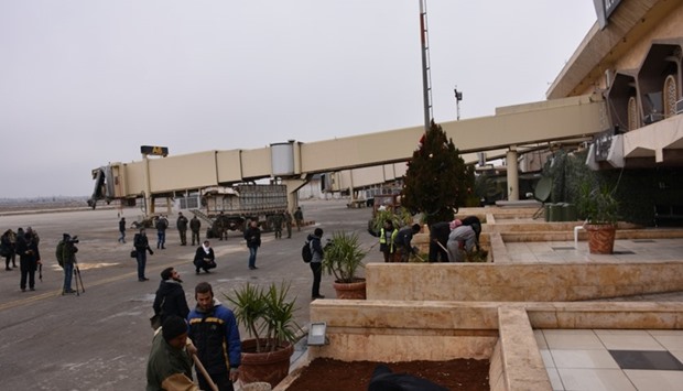 A picture shows Aleppo's International Airport on December 21, 2016 as renovation works started to reopen the airfiled to travellers after it was closed for four years.