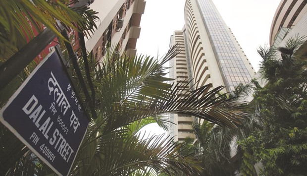 The Bombay Stock Exchange building is seen in Mumbai. The Sensex closed down 1.24% to 26,230.66 points yesterday.