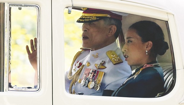 Thailandu2019s new King Maha Vajiralongkorn Bodindradebayavarangkun is seen on his way out from the Grand Palace in Bangkok yesterday.