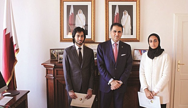 GU-Q students with the ambassador of Qatar to Austria.