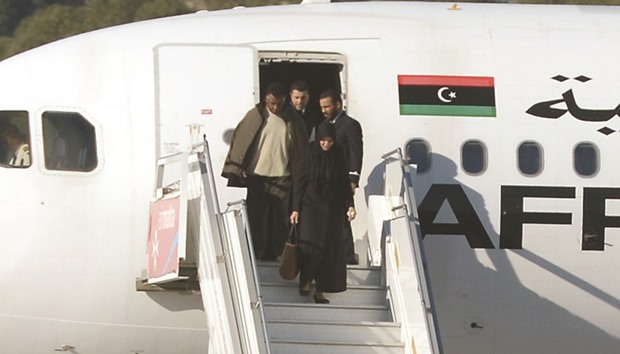 A group of hostages being released from the aircraft in Valletta, Malta, after it was hijacked from Libya.