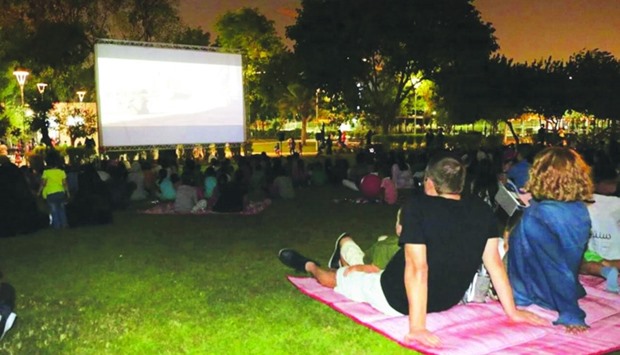 Visitors enjoying a screening