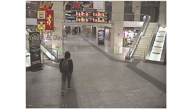A handout photo released by the Italian Police allegedly shows Anis Amri, the suspected Berlin truck attacker, in a CCTV frame grab taken at 22.14pm (local time) on December 22 at the Torino Porta Nuova railway station in Turin.