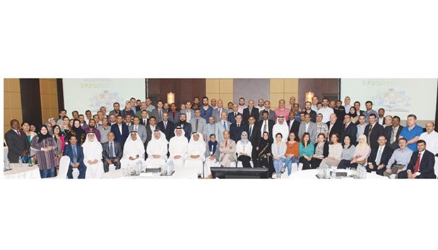 Participants in the u20184th Surgical Research and Innovation Ideas Al Zahrawi Symposium,u2019 pose for a picture.
