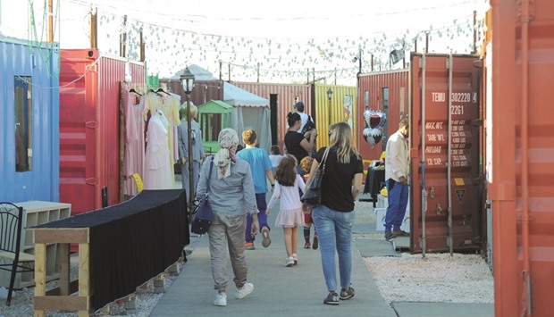 Colourfully-designed shipping containers served as shops for a variety of products at the Box Festival Doha. PICTURE:  Ram Chand