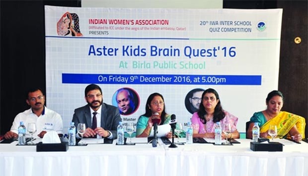 IWA and Aster officials announcing the Aster Kids Brain Quest '16, on Sunday.