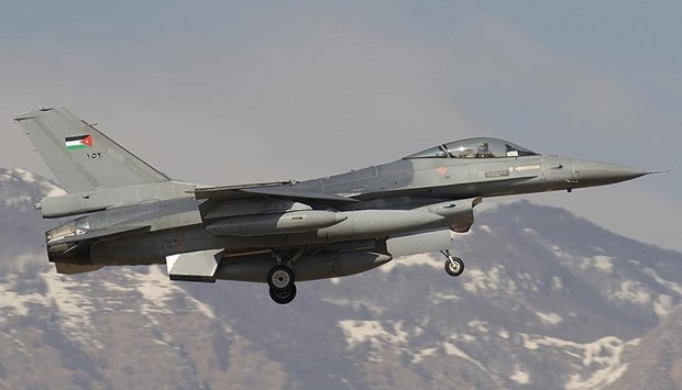 An F-16 fighter plane of Jordan air force