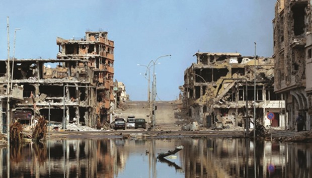 A photo of October 22, 2011 shows a view of a street in the devastated area where former Libyan leader Muammar Gaddafi was hiding out in Sirte. The fall of Sirte represents a major setback for IS.