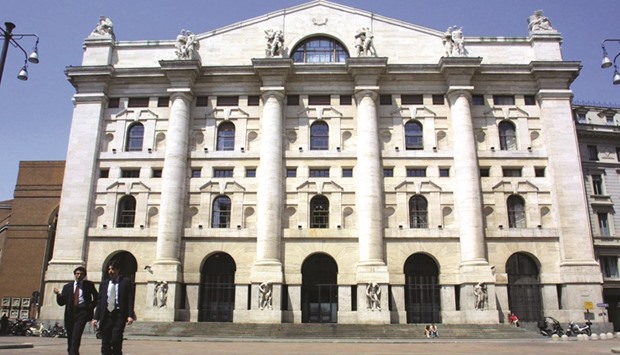 A view of the exterior of the Milan Stock Exchange. Banking stocks went through a rollercoaster ride on the Milan bourse yesterday following Italian votersu2019 rejection of constitutional reform that prompted Renziu2019s announcement that he would quit.