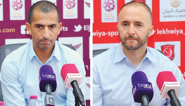 El Jaish coach Sabri Lamouchi (left) and Lekhwiya coach Djamel Belmadi