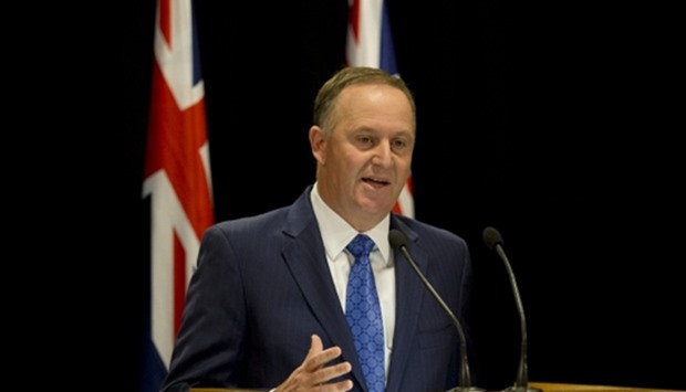New Zealand Prime Minister John Key announcing his resignation at Parliament