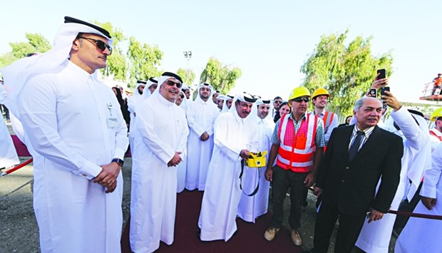 HE Transport and communications minister Al-Sulaiti and others on a site inspection at the northern section of the Red Line Elevated.