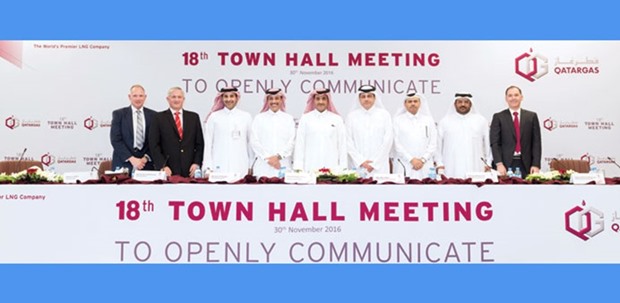 Sheikh Khalid, with management leadership team, at the annual town hall meeting.