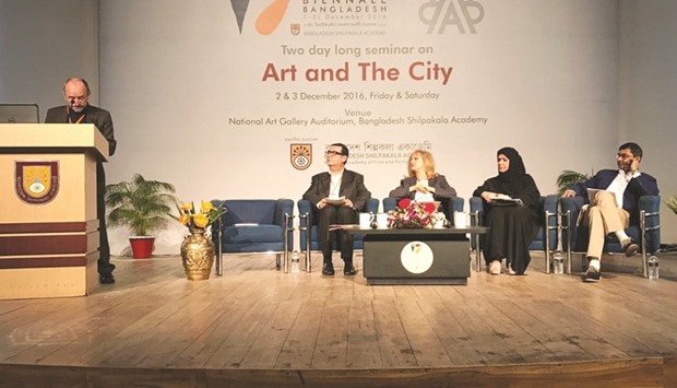  The Qatari delegation participating in a two-day seminar themed u2018Art and the City.u2019