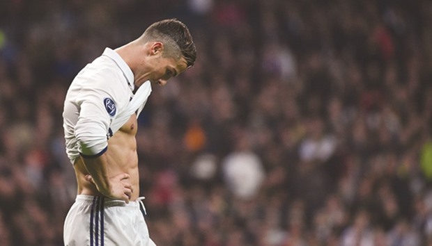 Real Madridu2019s Cristiano Ronaldo cuts a frustrated figure during the Champions League match against Borussia Dortmund. (AFP)