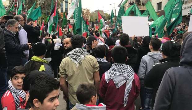 Protestors gather near US embassy, Awkar area, Beirut. Picture: Social Media