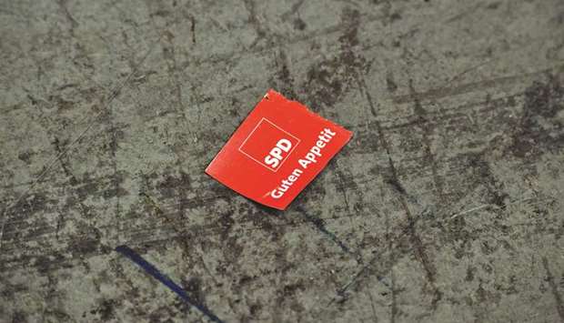 A used lunch ticket lies on the ground yesterday, on the last day of the Social Democratic Party (SPD) party congress in Berlin.