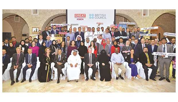 Prominent Qatari entrepreneur HE Sheikh Faisal bin Qassim al-Thani, British ambassador Ajay Sharma and other dignitaries at the Qatar-UK alumniu2019s 4th annual gala dinner.
