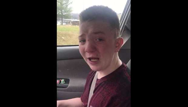 Keaton Jones's mother posted the video on Facebook Friday, writing that her son asked to make it after he had her pick him up from school because he was afraid to go to lunch.