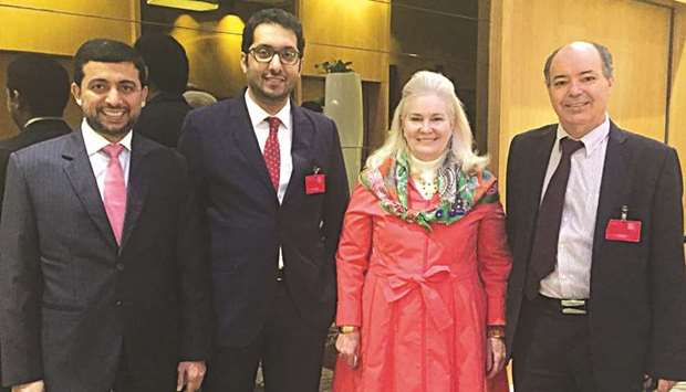 Dr Hassan al-Derham, president, Qatar University; Dr Hamad al-Ibrahim, executive vice-president, QF R&D; Deborah Wince-Smith, president, GFCC; and professor Laoucine Kerbache, chief innovation strategist, QF R&D, at the 2017 Global Innovation Summit.