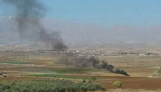 Smoke emanating from the crashed army helicopter. Picture from social media.