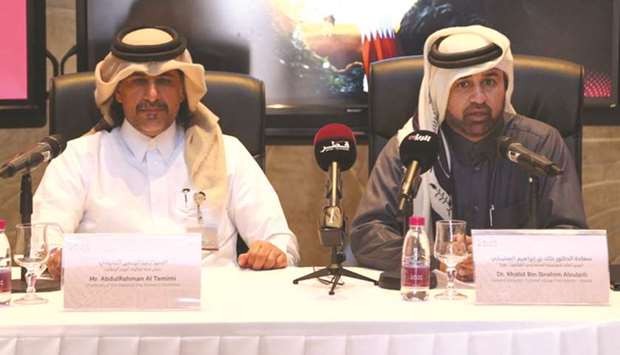 Dr Khalid bin Ibrahim al-Sulaiti (right)  and Abdul Rahman Jassim al-Tamimi at the press conference.