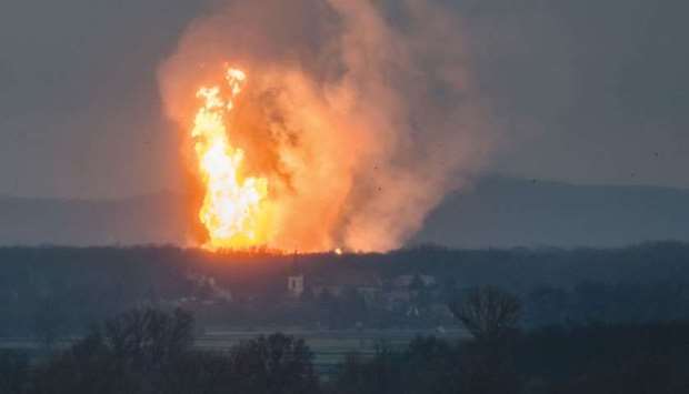 This picture taken yesterday shows Austriau2019s main gas pipeline hub at Baumgarten, Eastern Vienna, where an explosion rocked the site.