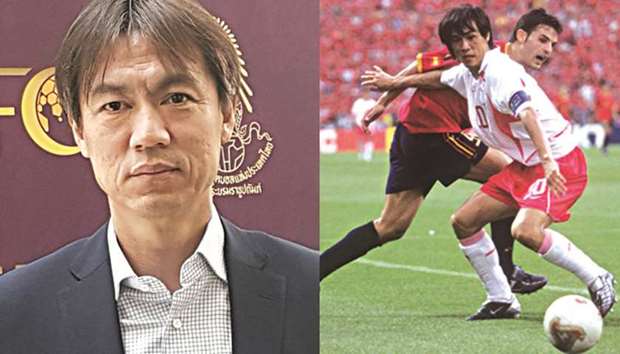 Hong Myung-bo, the South Korean football legend, who is now the CEO of the Korean Football Association. Picture right shows Hong in action during the 2002 World Cup.