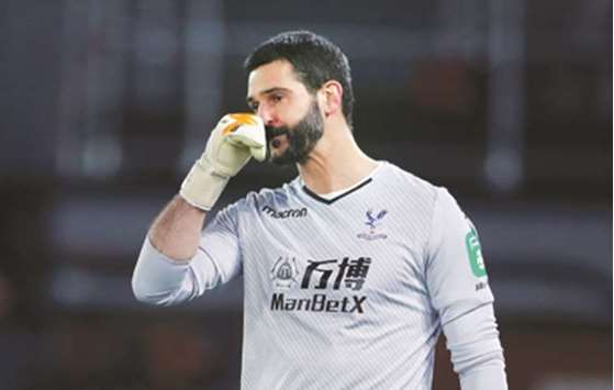 Crystal Palace goalkeeper Julian Speroni during the EPL game against Watford at Selhurst Park on Tuesday. (Reuters)
